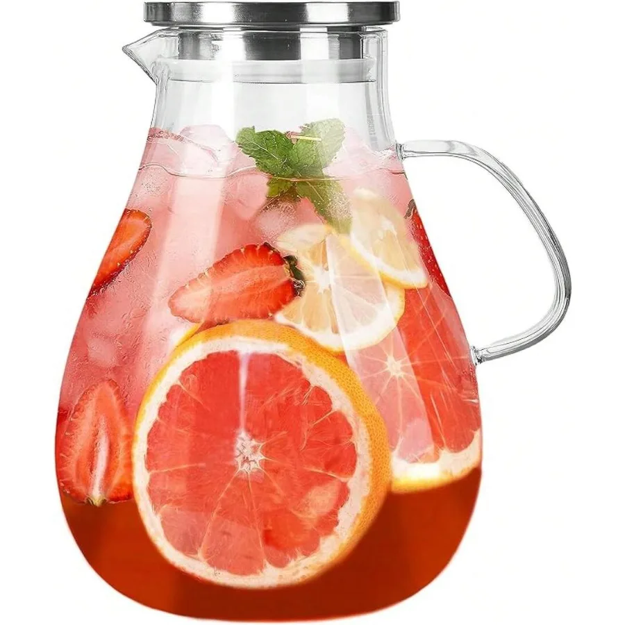 

128oz Glass Pitcher With Lid, 1 Gallon Glass Pitcher Hot/Cold Jug, 3.7LJuice And Iced Tea Beverage Carafe With Lid