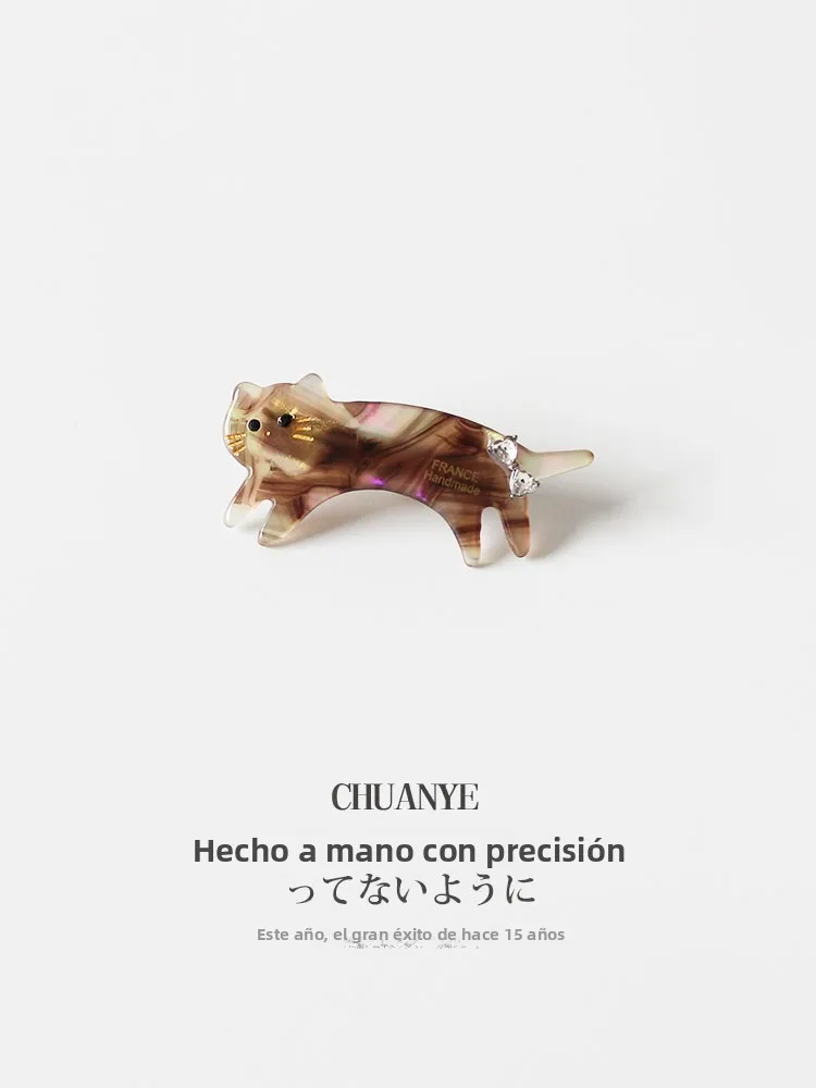 Pinzas para el Cabello con Diseño de Gato Marrón de Dibujos Animados Kawano, Accesorios para el Cabello con Flequillo Lateral...