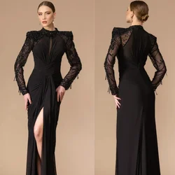 CustomizedJersey Beading Homecoming Straight High Collar Bespoke Occasion Gown Long Dresses