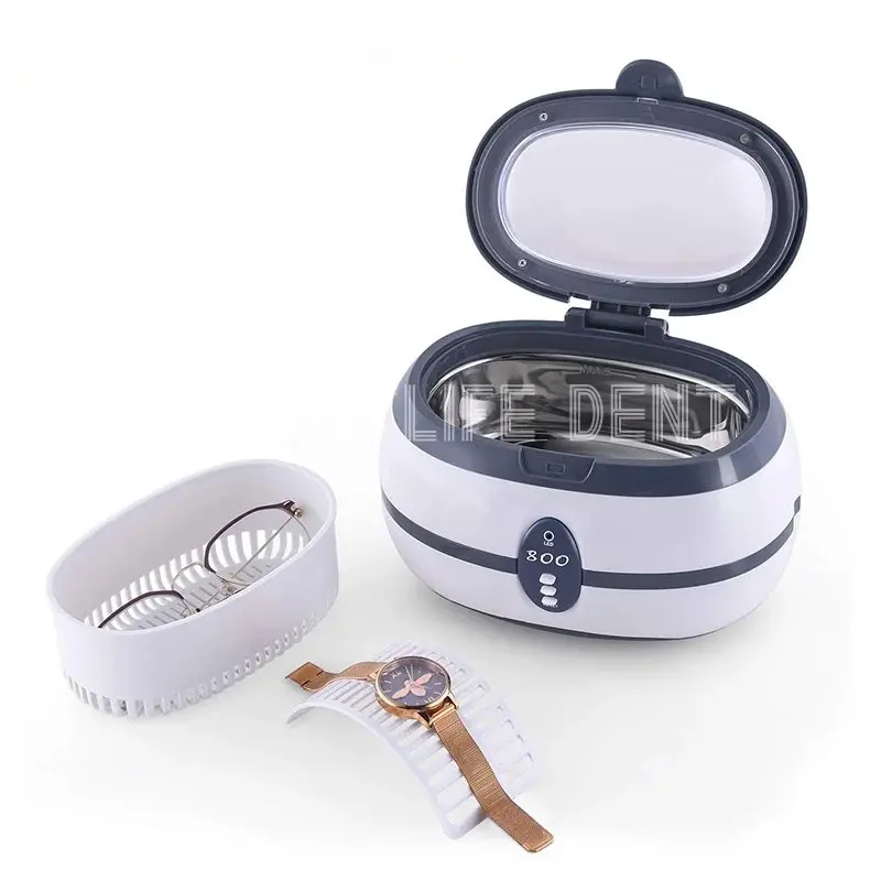Plastic 600ml Round Tooth Glasses Ultrasonic Jewelry Cleaner Machine Jewelry Teeth Mini Ultrasonic Cleaner