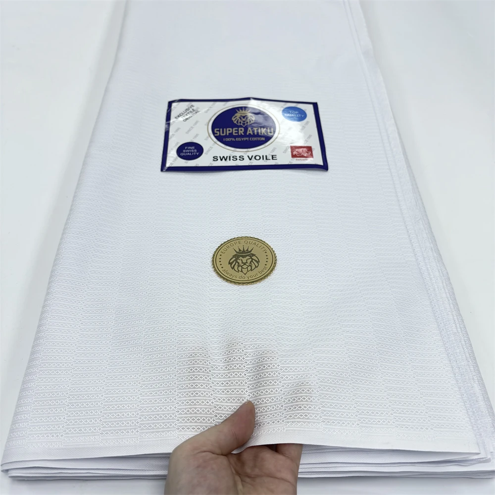

High Quality African Men Lace & Swiss Voile Fabrics Atiku Cotton Lace Elegant & Durable 5 Yards