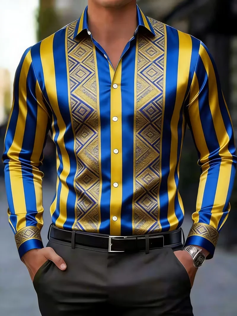New Minimalist Totem Slim Fit Shirt Olive Green Mirror Earth Color Tribal Circle Art Print men's Long Sleeved Shirt
