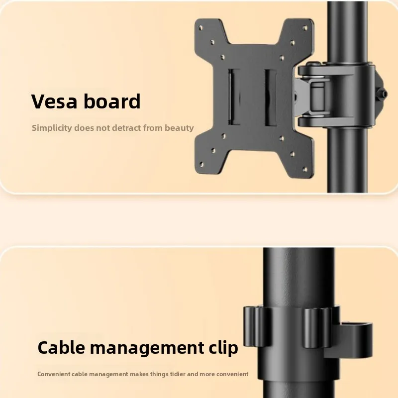 Dual Screen Monitor Stand No-drill Free Assembly Dual Quad Screen Support Stable Tilt Lift Space Saving Rack