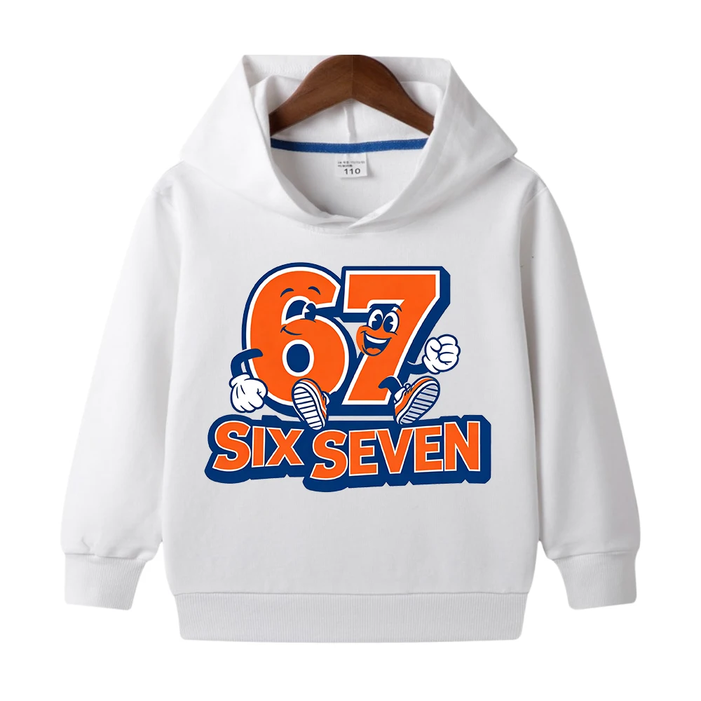 Funny Six Seven 67 Number Letter Graphic Pullover Hoodie Kids Boys Girls Sweatshirts Autumn Comfort Long Sleeve Hooded Tops