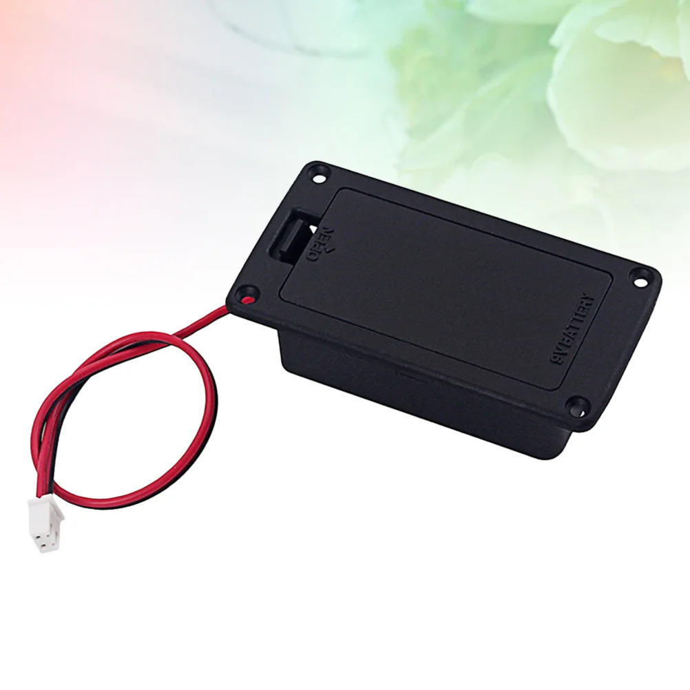 

Active Bass Guitar Pickup 9V Box Holder Compartment Case Metal Contacts Spring Flat Mount Black Boxs