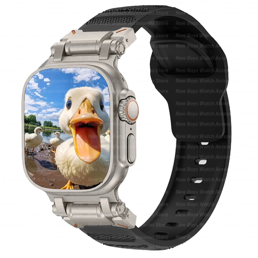 Apple Watch用ソフトシリコンバンド,チタンカラー,接続ストラップ,49mm, 45mm, 44mm, 42mm,iwatchシリーズ9,8,7,6,se,ultra2用