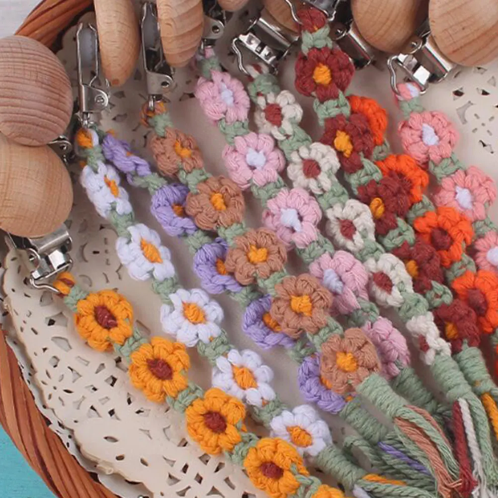 

2Pcs Cotton Braided Pacifier Clip Strap Baby Stroller Chain Milk Bottle Holder Anti-Lost Stroller Toy Straps Baby Toy Links