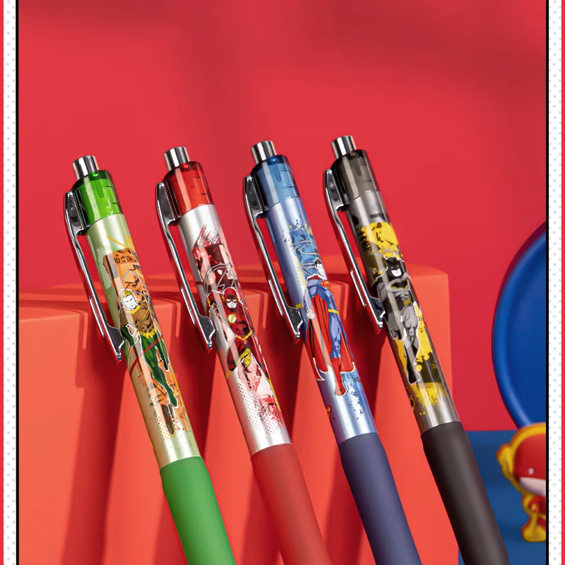 4Pcs DELI A586 Justice League DC 0.5mm Gel Pens Black Ink Superman School Student Supplies Stationery