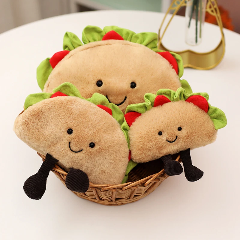 Lindo dibujo animado hamburguesa Taco juguete de peluche niños emoción creativa juguete de peluche suave muñeco de peluche niños regalos de cumpleaños y vacaciones