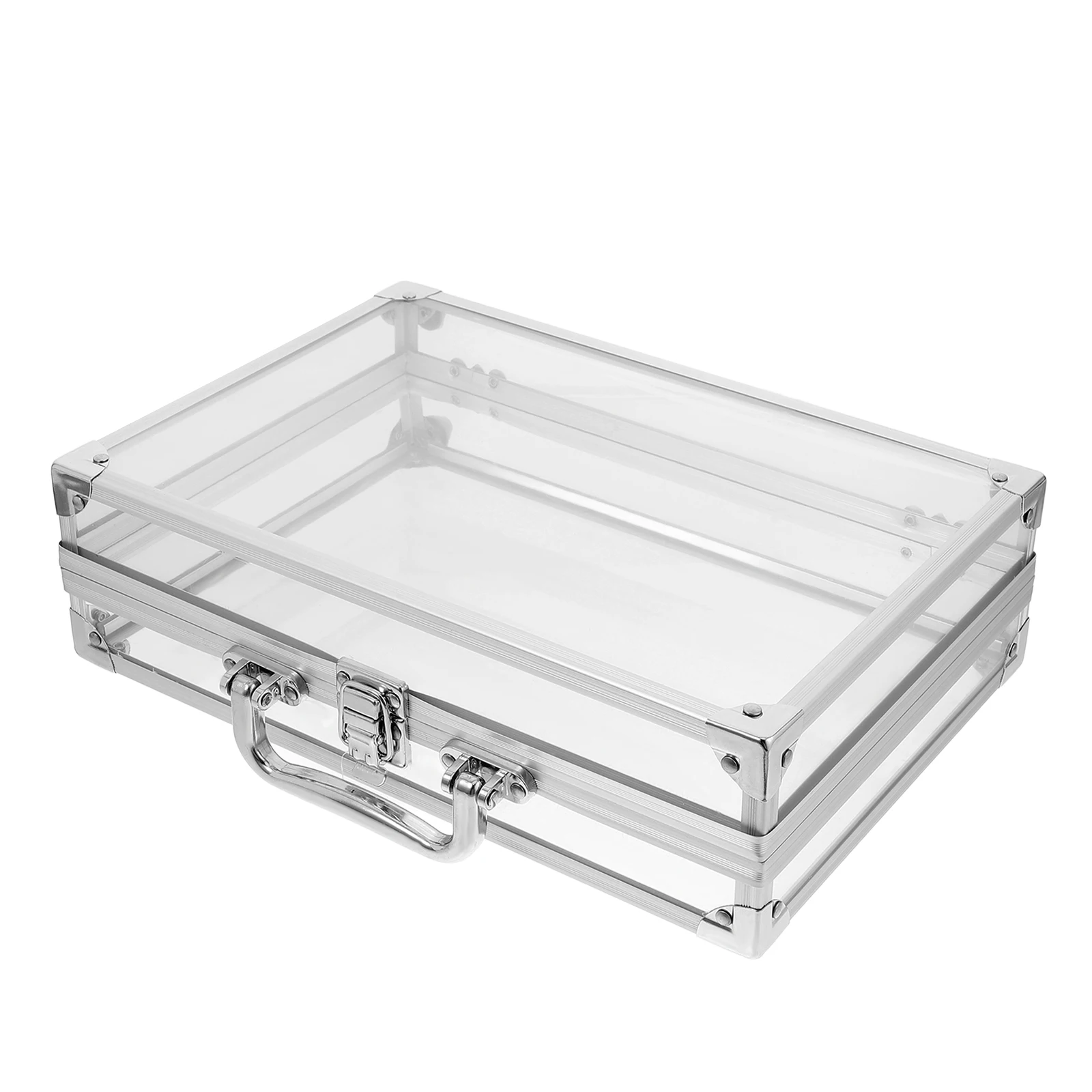 

Aluminum Alloy Makeup Case Transparent Jewelry Display Storage Box With Lock Durable Portable Organizer For Necklaces