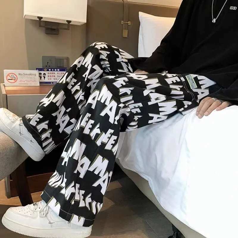 

Свободные мужские повседневные брюки, осень-зима, большие размеры 300, брюки в пол в американском стиле в стиле хип-хоп, модные брендовые длинные брюки