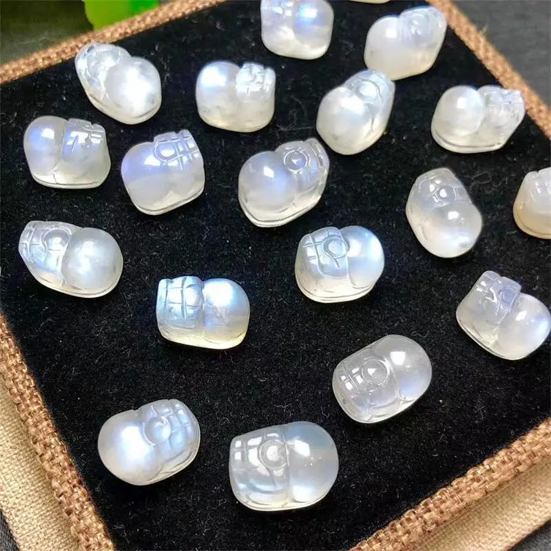 

5pcs Natural Blue Moon Stone Pixiu Carving Crystal Figurine Healing Quartz Reiki Lucky Cute Festival Gift 12-13mm