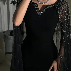 Customized Luxury Beading Saudi Arabia Formal Occasion Dresses 2024 Mermaid V-Neck Prom Dress High Quality Long Evening Party Fo