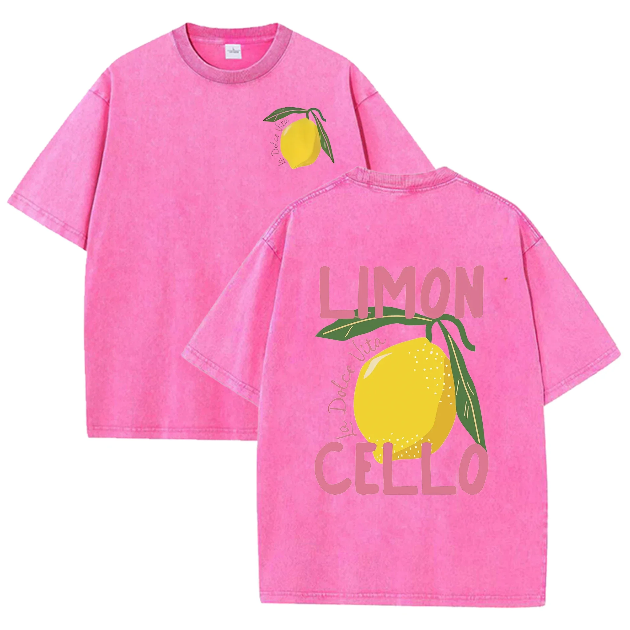 2026 New LIMON Cello Lemon Pattern T-Shirt 100% Cotton Loose Fit Y2K Korean Fashion Tees Funny Egirl Casual Daily Tops For Women - view 3