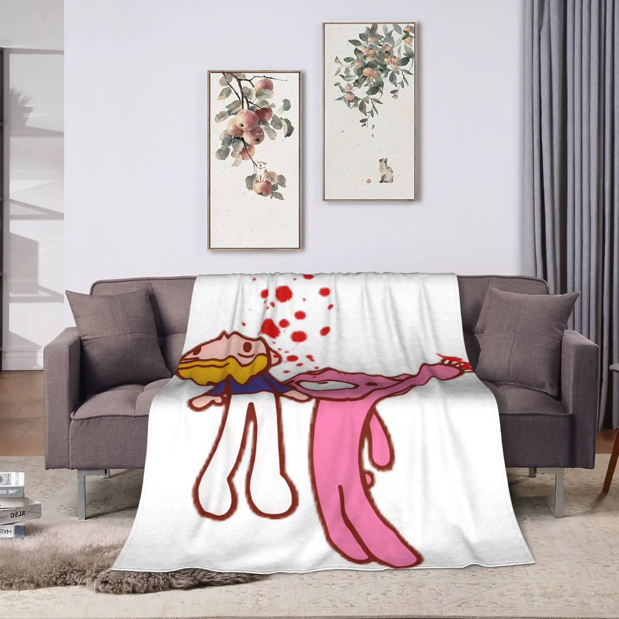 G-Gloomy Bear Flannel Blanket  Super Soft Throw Blanket for Home Decor Travel Office Novelty Bedspread Sofa Bed Cover