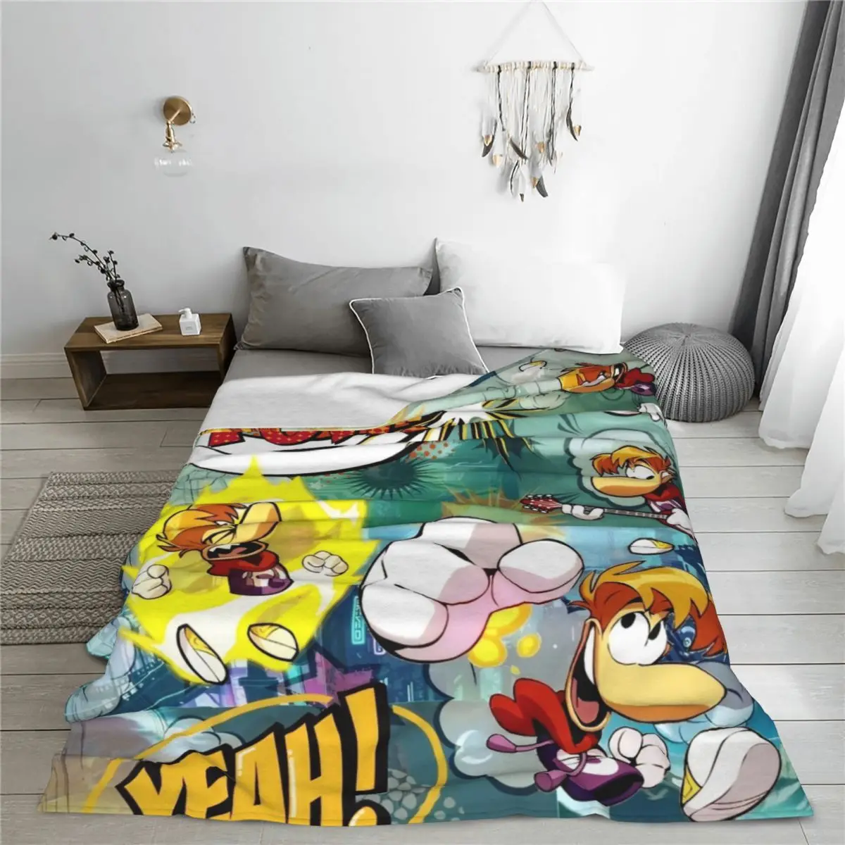 Rayman Advanture Game Cartoon Fleece Throw Blankets Funny Art Blanket for Bed Couch Ultra-Soft Bedding Rug Piece Multifunction