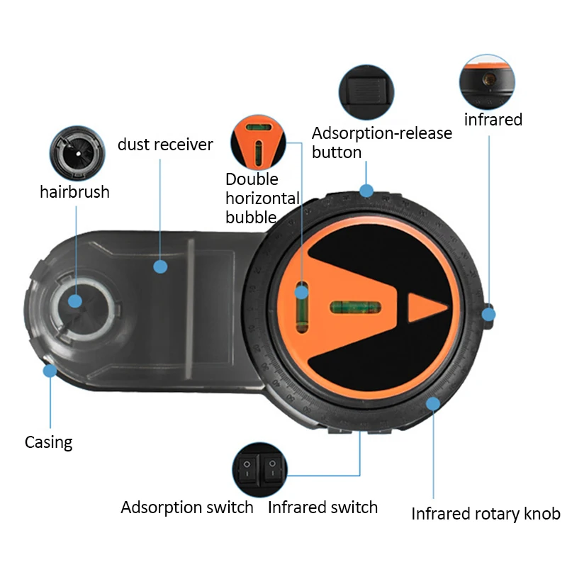 Laser Marking Dust Collector 2 in 1 Laser Level Dust Collector Detachable Wall Suction Vacuum Rechargeable Dust Cleaning Tools