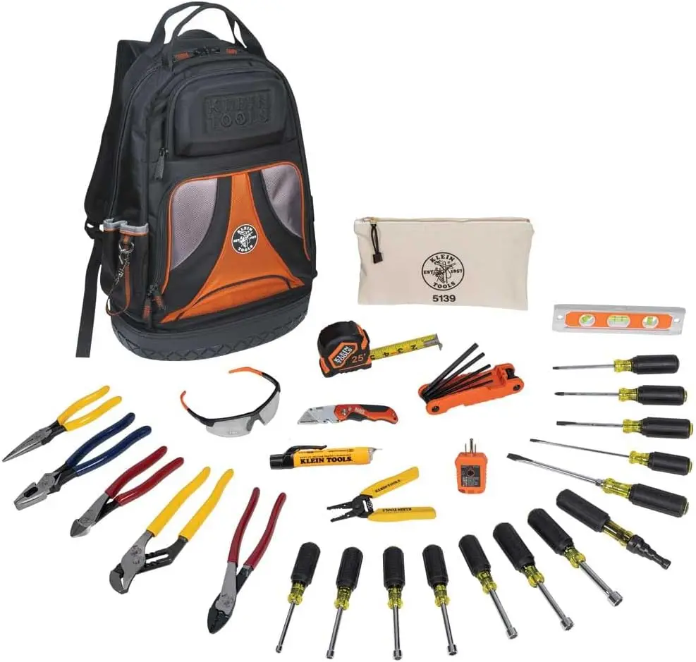 80028 Hand Tools Kit includes Pliers, Screwdrivers, Nut Drivers, Backpack, and More Jobsite Tools, 28-Piece