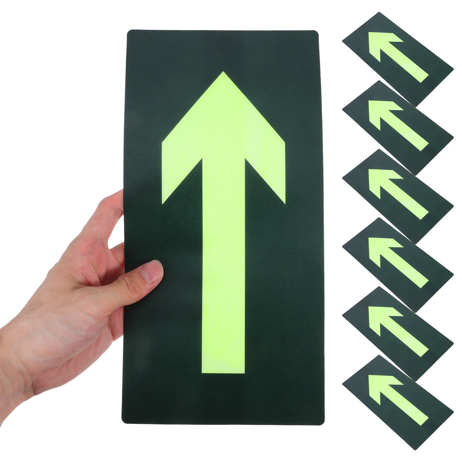 8 قطعة يتوهج في الظلام ملصقات السهم الإخلاء مقاوم للماء ذاتية اللصق علامات خروج الطوارئ للسلامة من الحرائق في الأماكن العامة #6