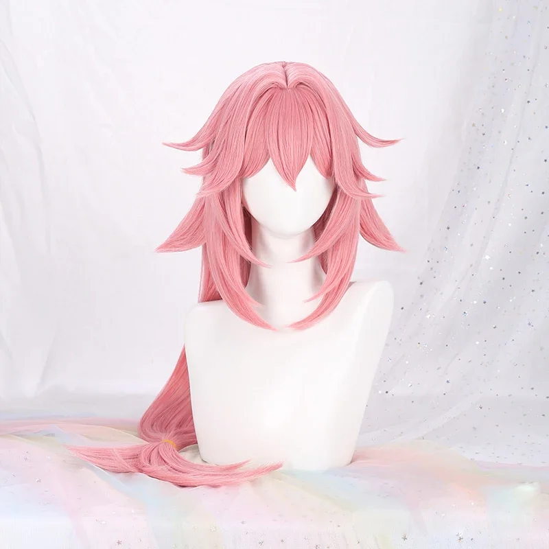 High Quality Game Genshin Impact Yae Miko Cosplay Wig 85cm Long Pink Heat Resistant Synthetic Hair Anime Wigs Wig Cap