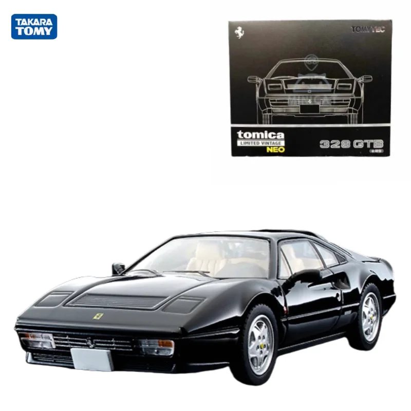 TAKARA TOMY TOMICA TLV LV-Ferrari Ferrari 328 GTB Black alloy compression shaft miniature model, adult decoration, birthday gift