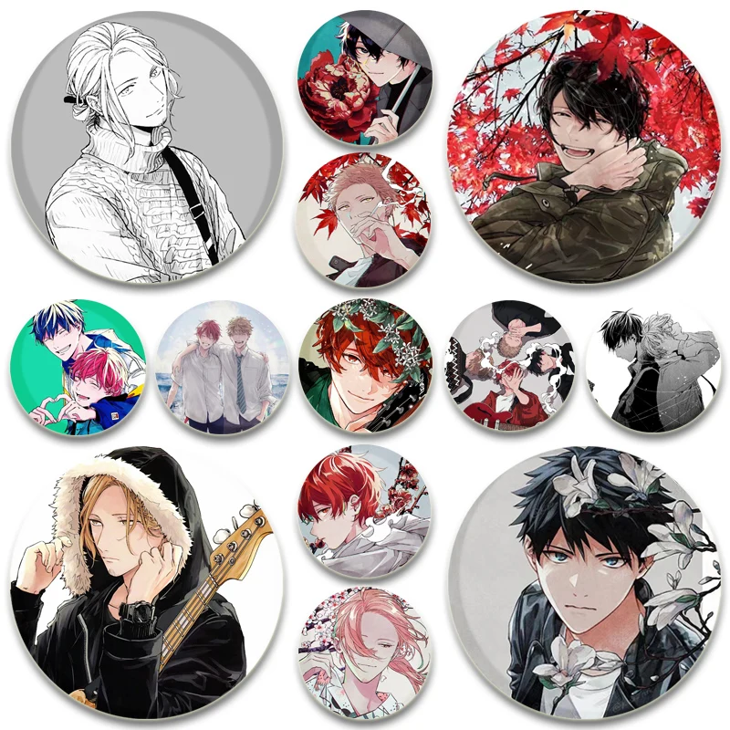 BL Anime GIVEN Pins Satou Mafuyu Uenoyama Ritsuka Cartoon Badge Round Tinplate Brooches Backpack Accessories Daily Ornament