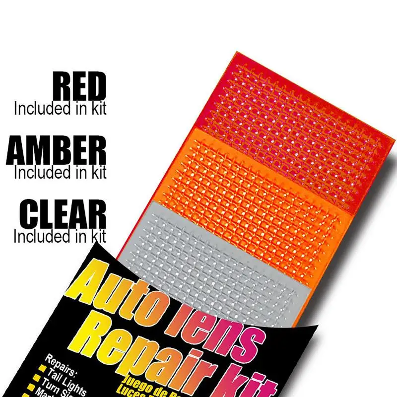 

Car Auto Lens Repair Kit DIY Grid Pattern Car Headlights Taillight Repair Tool Set Car Lights Crack Repair Film Polish Red Amber