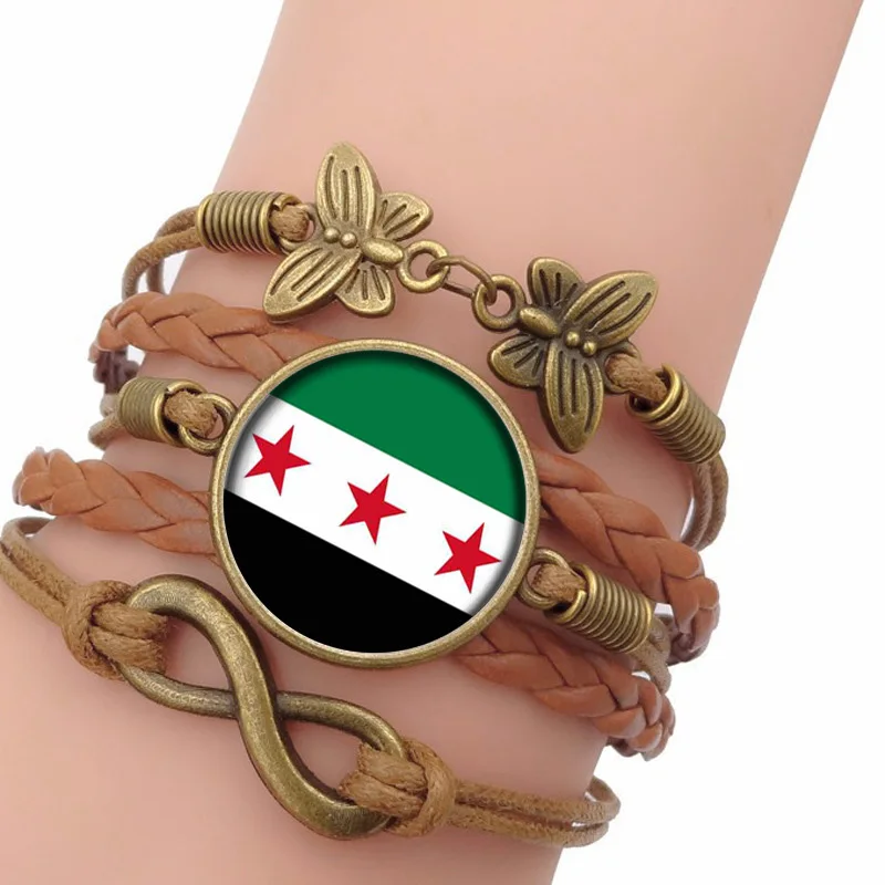 New Syria Braided Bracelet Vintage Metal Moon Syrian Flag Chain Necklace Pendant Women's Love Bracelet Gift Party Gift Bracelet