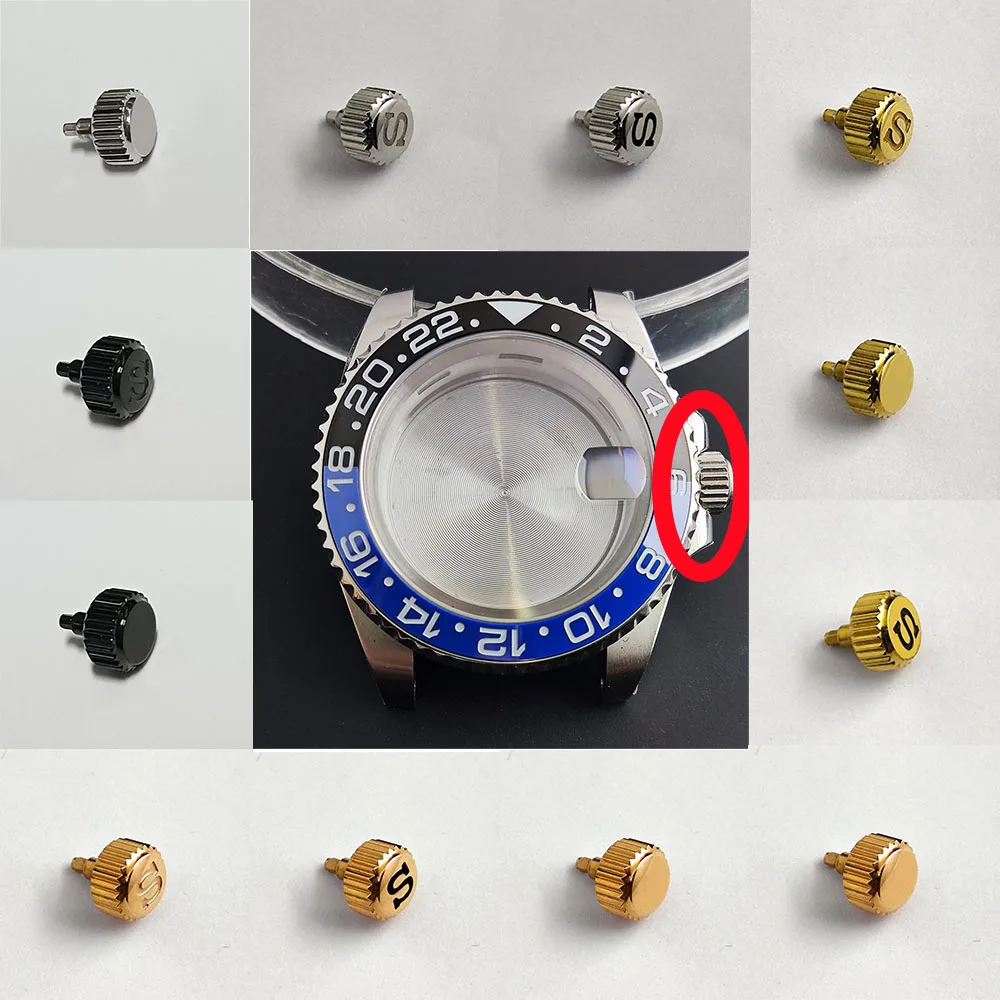 المسمار في حالة GMT تاج استبدال تاج الساعة محفورة توقيع 'S' يناسب NH34 NH 35 NH36 حركة التاج #1