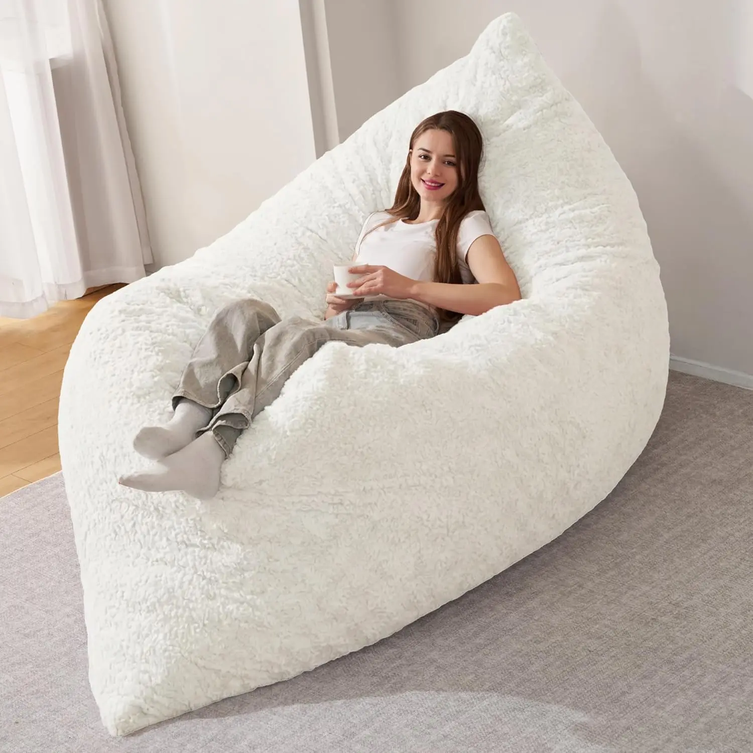 4-in-1 Memory Foam Bean Bag Chair, Removable Washable Cover, Versatile Sofa for Adults & Teens