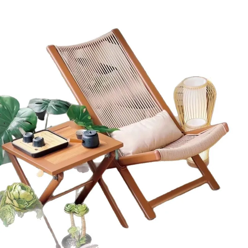Outdoor garden lounge chairs, balcony small tables and chairs, Nordic style courtyard rattan one table and two chairs
