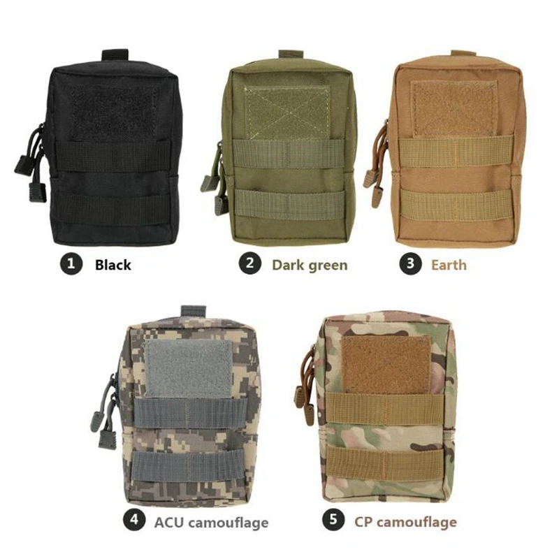 Tactical Molle Pouch Nylon Outdoor Tactical Waist Bag EDC Molle Zipper Waist Pack Durable Belt Pouch Backpack Accessory