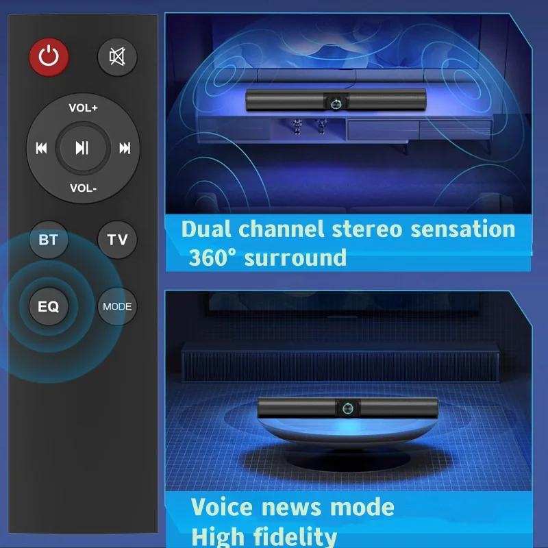 Imagem -06 - Bluetooth Hi-fi Sound Bar Speaker Bs55 100w Bt5.3 Home Theater Exterior Controle Remoto Jogos Rádio fm