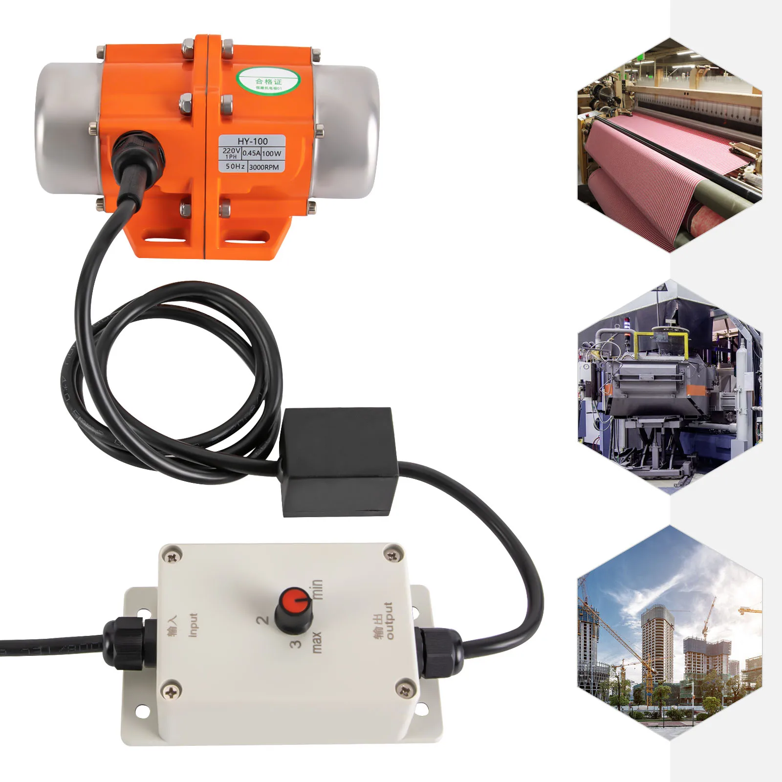 220V Electric Vibration Motor with Speed Controller Industrial Motor Air Cooling 3000RPM