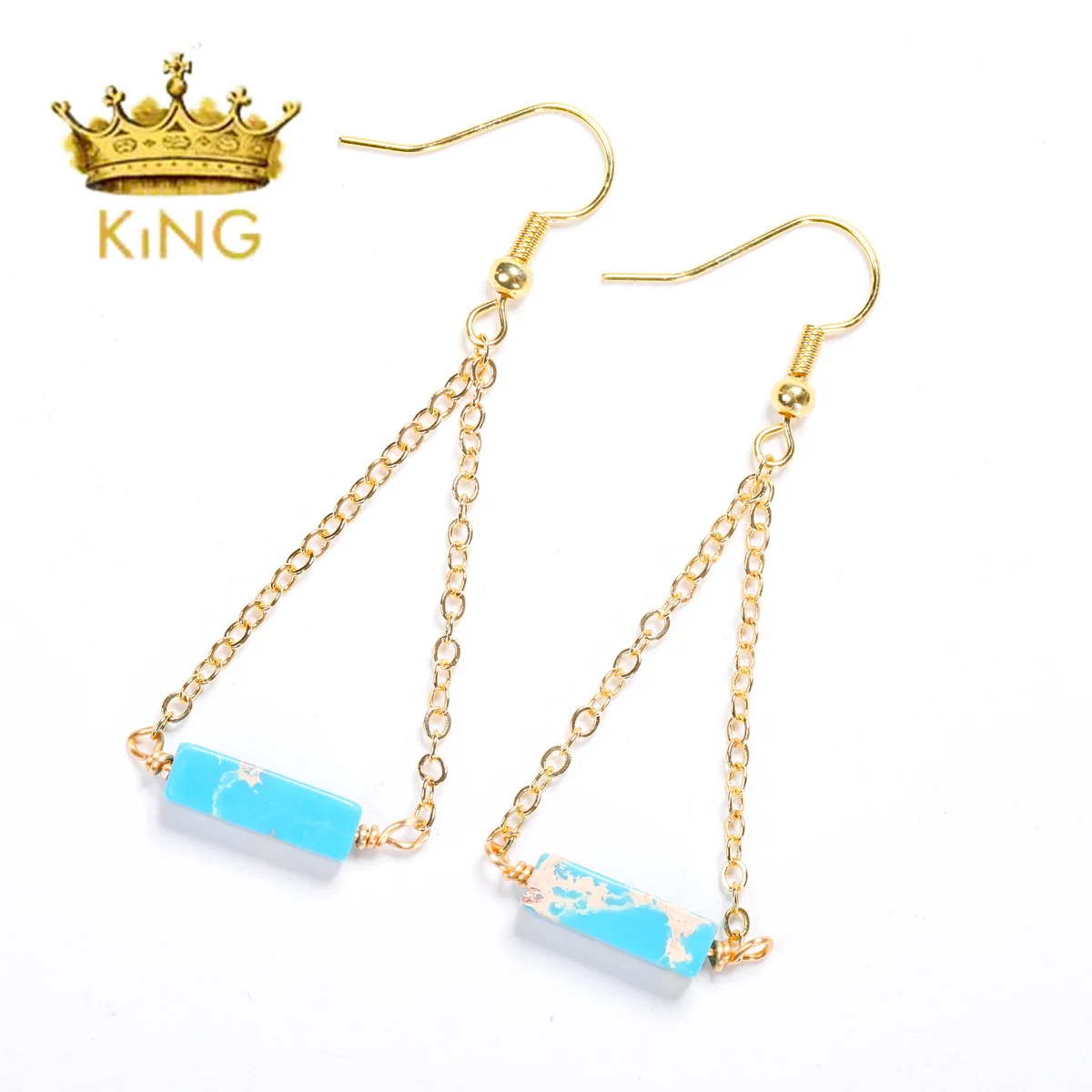 Vintage Small Fragrant Gold Dangle Earring Cube Sea Sediment Stone Earring Crystal Dangle Earrings, Metaphysical Jewelry . image 4