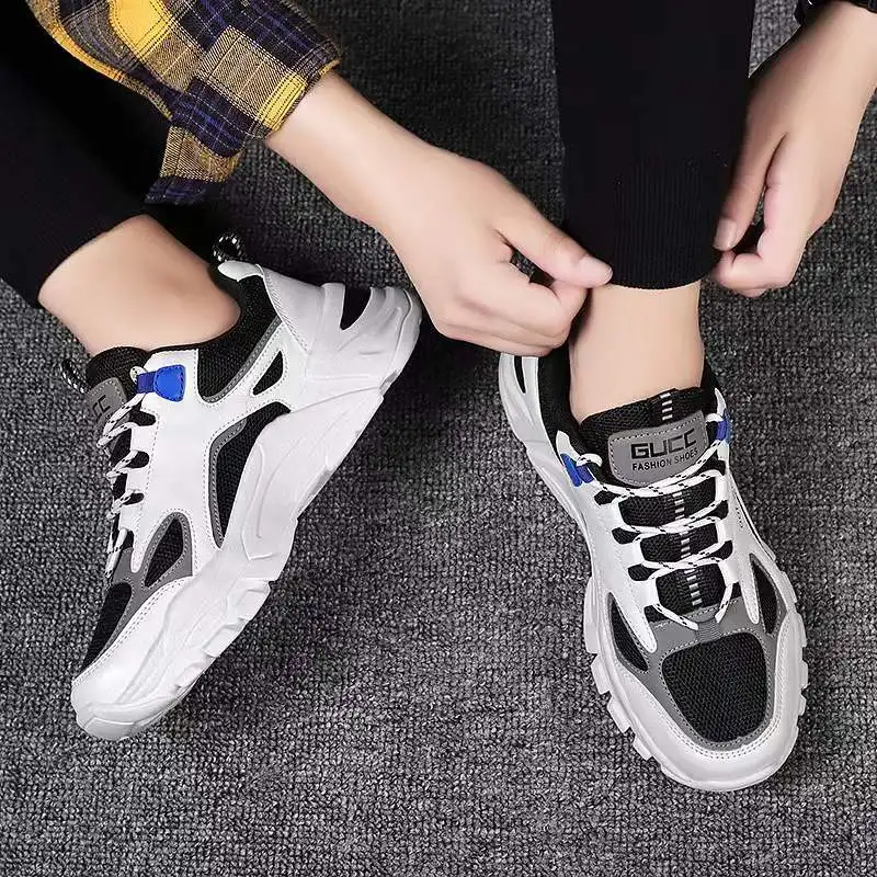 Mens Fashion Sneakers Chunky Breathable Low Top Sport Shoes Casual 2024 New Comfortable Walking Running Tennis Shoes for Male