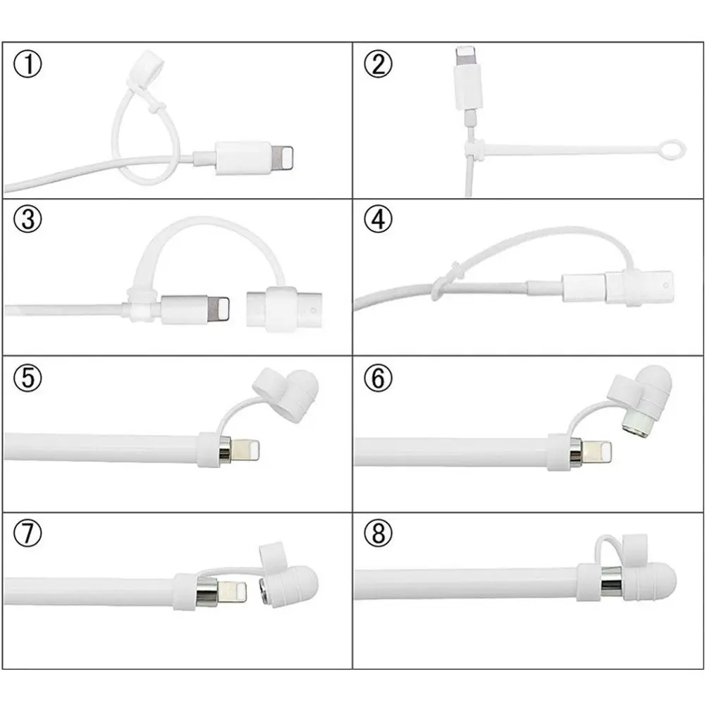 3 in 1 custodia morbida in Silicone Cover Nib Cap Holder cavo adattatore Tether per Apple Pencil Cable Adapter Tether Anti Lost Strap