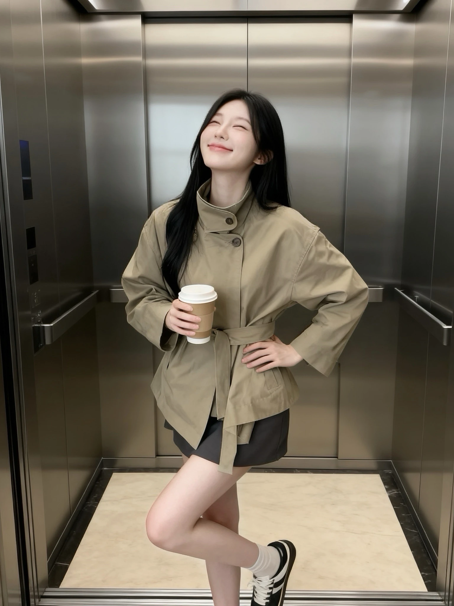 

Женское укороченное пальто-жакет с воротником-стойкой, новинка ранней осени, корейский стиль, свободный крой, длинный рукав