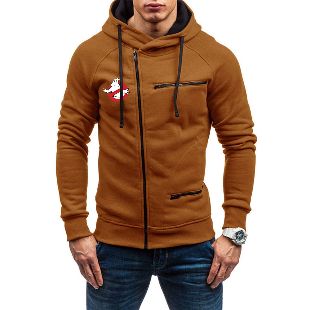 

2025 Fashion Casual Hooded Hoodies Spring And Autumn New Type Zipper Jacket Men's Movie Ghostbusters Logo Print Versatile Coat