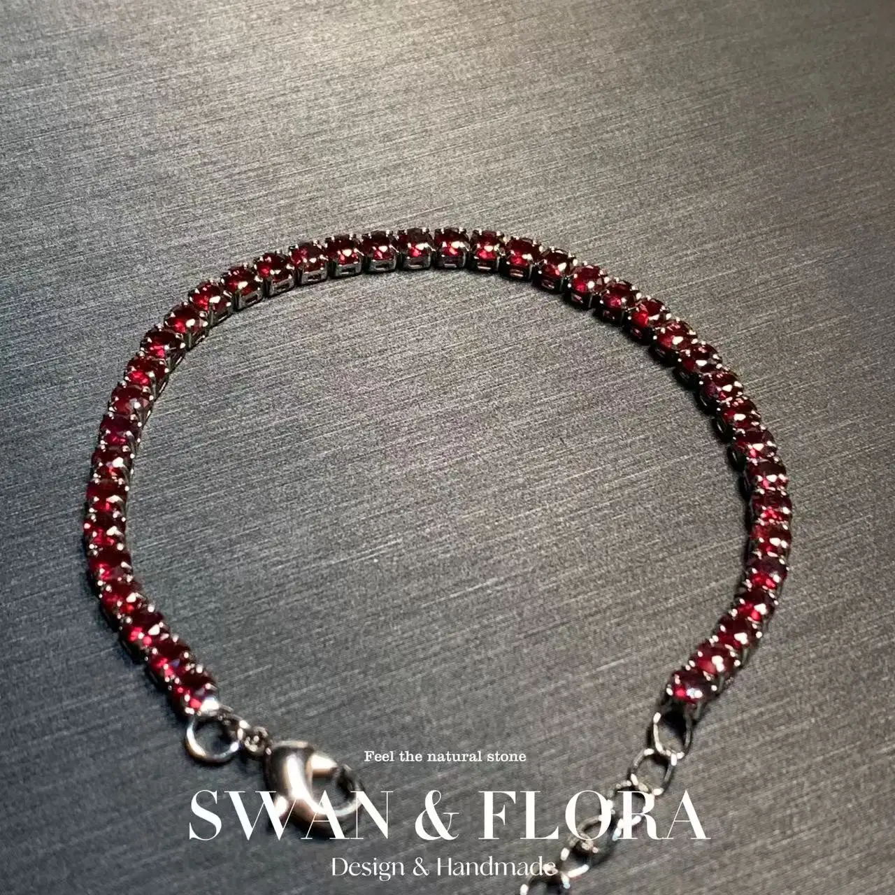 

Natural GARNET Tennis Bracelet Bracelets & Bangles For Women Adjustable Fine Jewelry Gift Stone RED