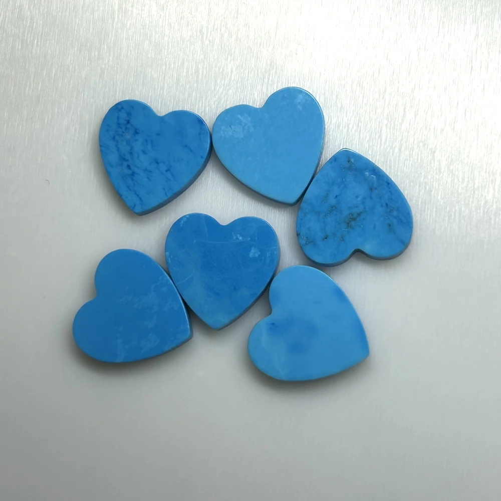 

Natural Blue Turquoise Double Flat Heart Gemstones for Pendant Jewelry Making