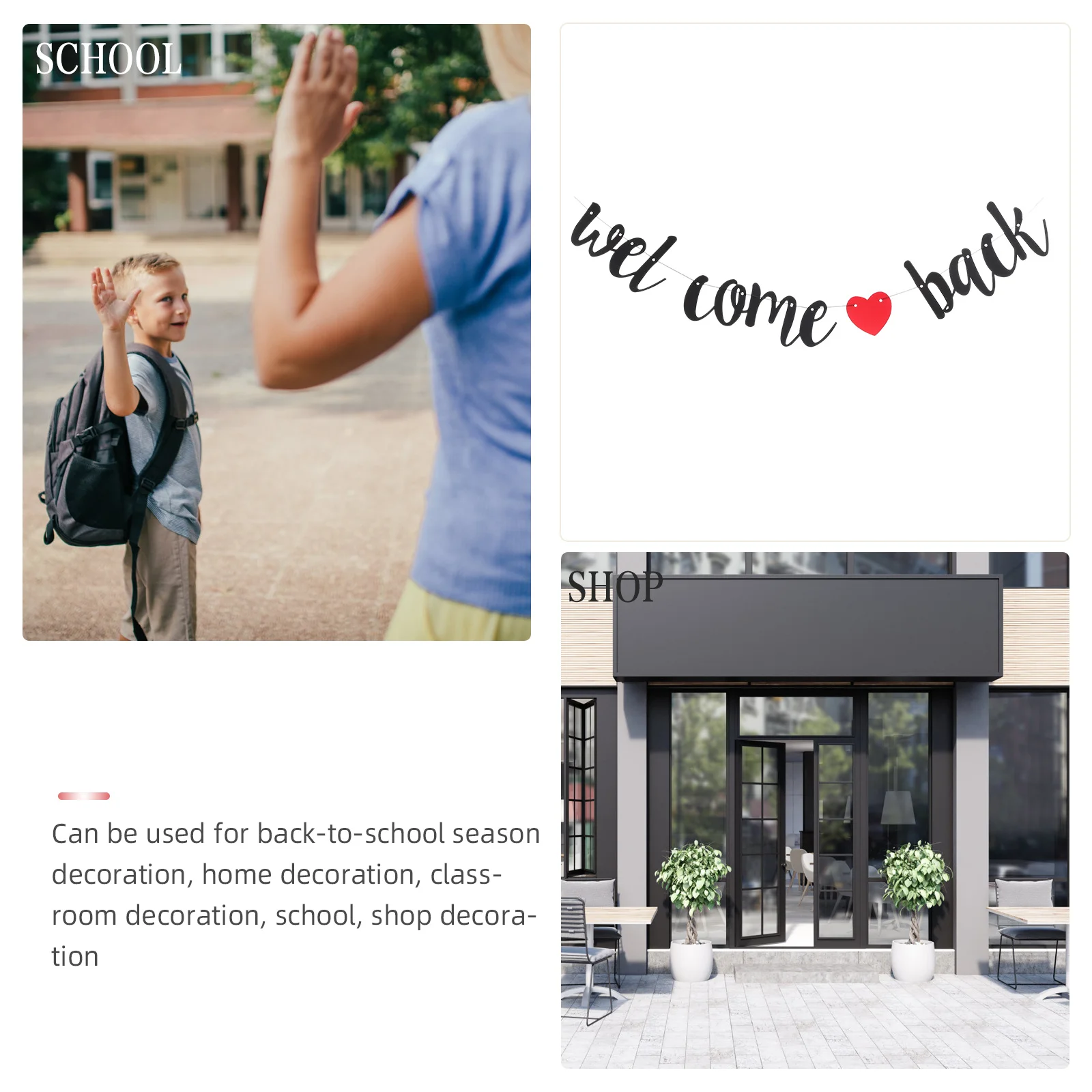 

Welcome Back Banner School Season Decoration Bright Color High Fastness Hanging Classroom Door Walls Party Photo Prop