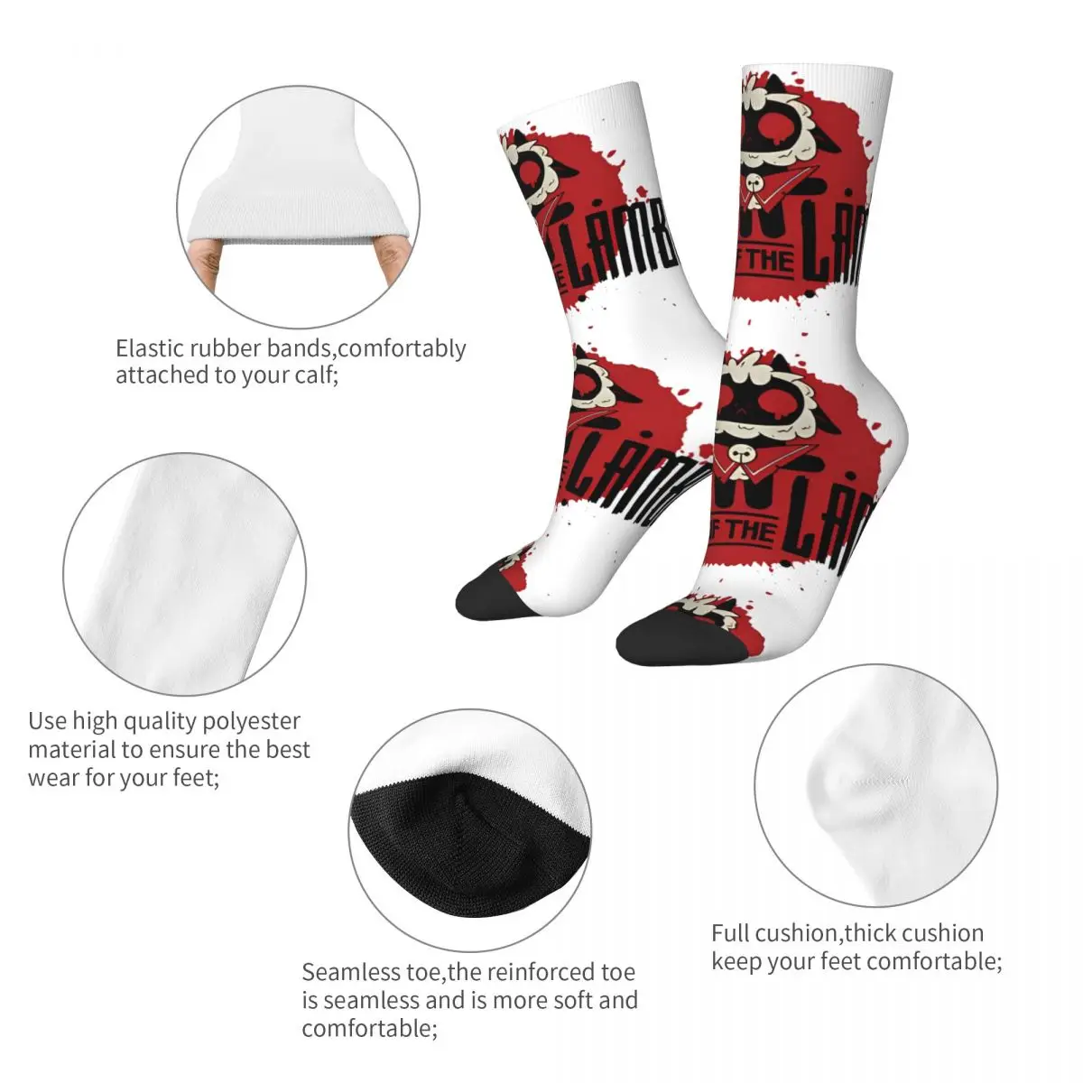 Winter Warm Crazy Design Women Men Cult Of The Lamb Fan Logo Socks Sweat Absorbing Basketball Socks