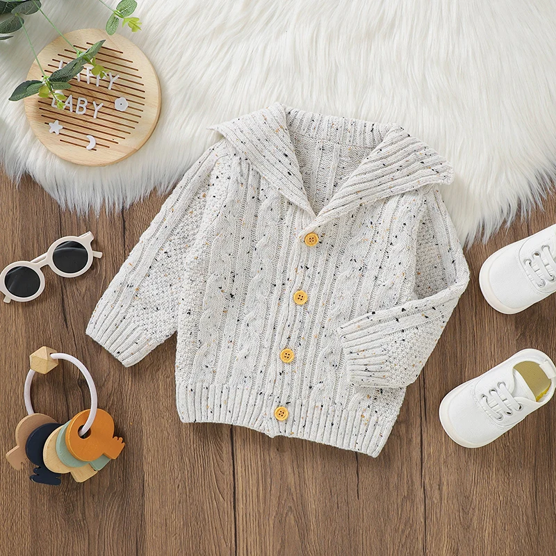 Baby Sweaters Knitted Newborn Girls Boys Cardigan Long Sleeve Autumn Infant Children Clothing Fashion V-neck Turn-down Tops Warm