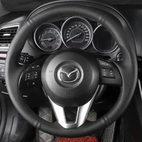 Funda trenzada para volante de coche personalizada, de cuero genuino, compatible con Mazda 3 Axela Mazda 6 Atenza Mazda 2 CX-3 CX3 CX-5 CX5 Scion