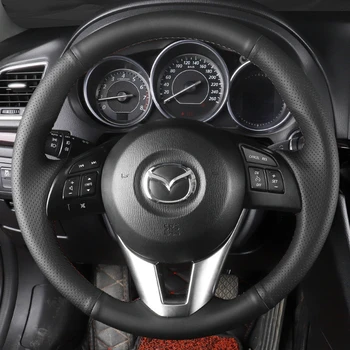 Housse tressée de volant de voiture personnalisée en cuir véritable, adaptée à Mazda 3 Axela Mazda 6 Atenza Mazda 2 CX-3 CX3 CX-5 CX5 Scion