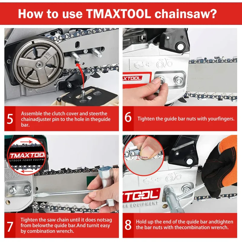 TMAXTOOL Tronçonneuse à gaz puissante de 20 pouces de 62 cc avec 2 temps – Parfaite pour les opérations de l'élagage, des membres et des scierie-Rouge
