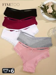 6PCS Women Cotton Lace Underwear Sexy Cross Belt Briefs Female Breathable Stretchy Braizlian Panties Ladies Comfortable Lingerie