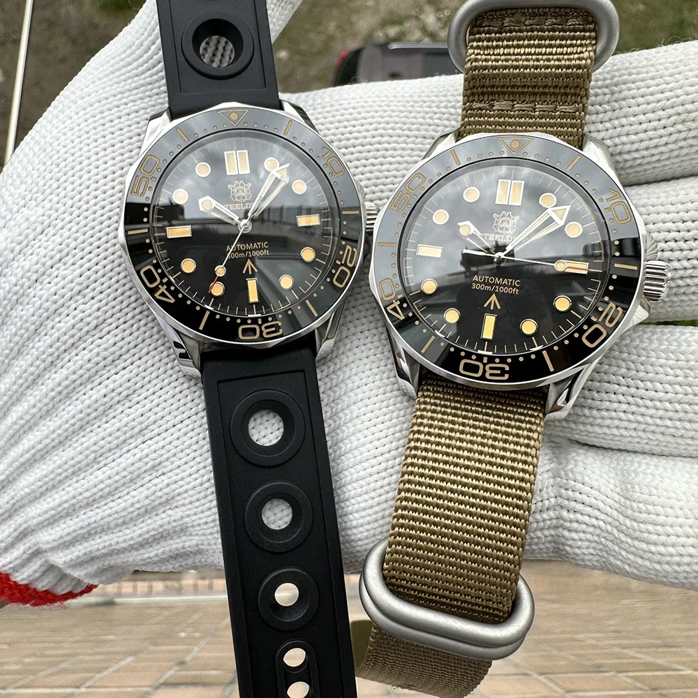 STEELDIVE SD1957 New Strap 42MM Vintage Bezel 200M Waterproof NH35 Green Luminou Sapphire Glass Automatic Dive Watch Reloj