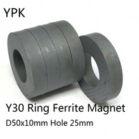 1 2 5PCS/LOT Ring Ferrite Magnet 50*10 Hole D25 Strong Y30 Black Disc Rare Earth Permanent Magnets 50x10-25